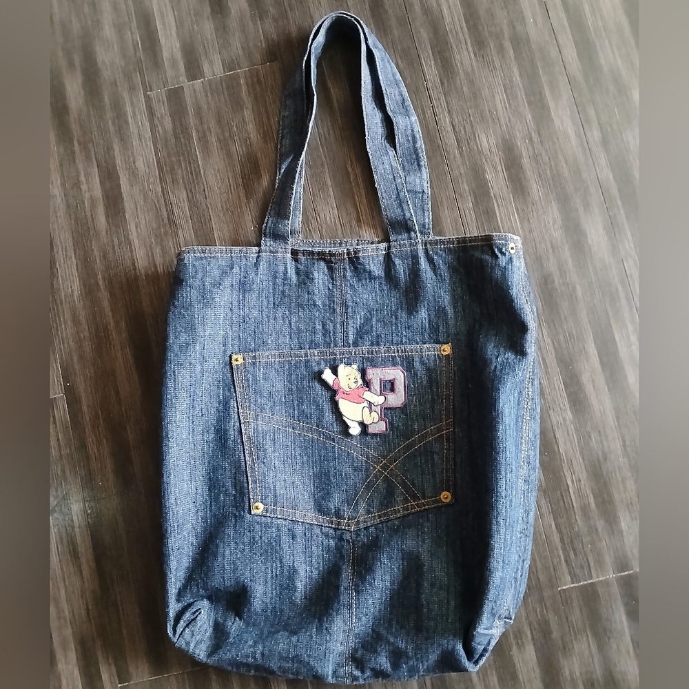 Denin Tote With Pooh Bear Patch